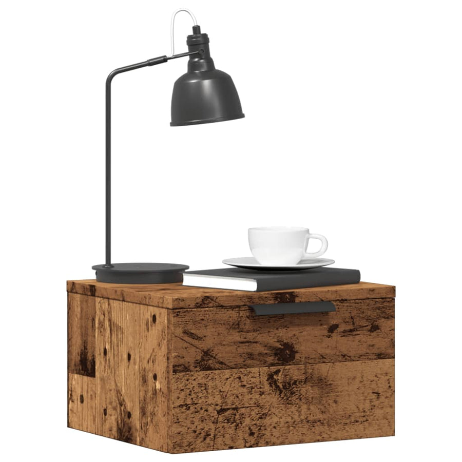 Nachtkastje wandgemonteerd 34x30x20 cm oud houtkleurig