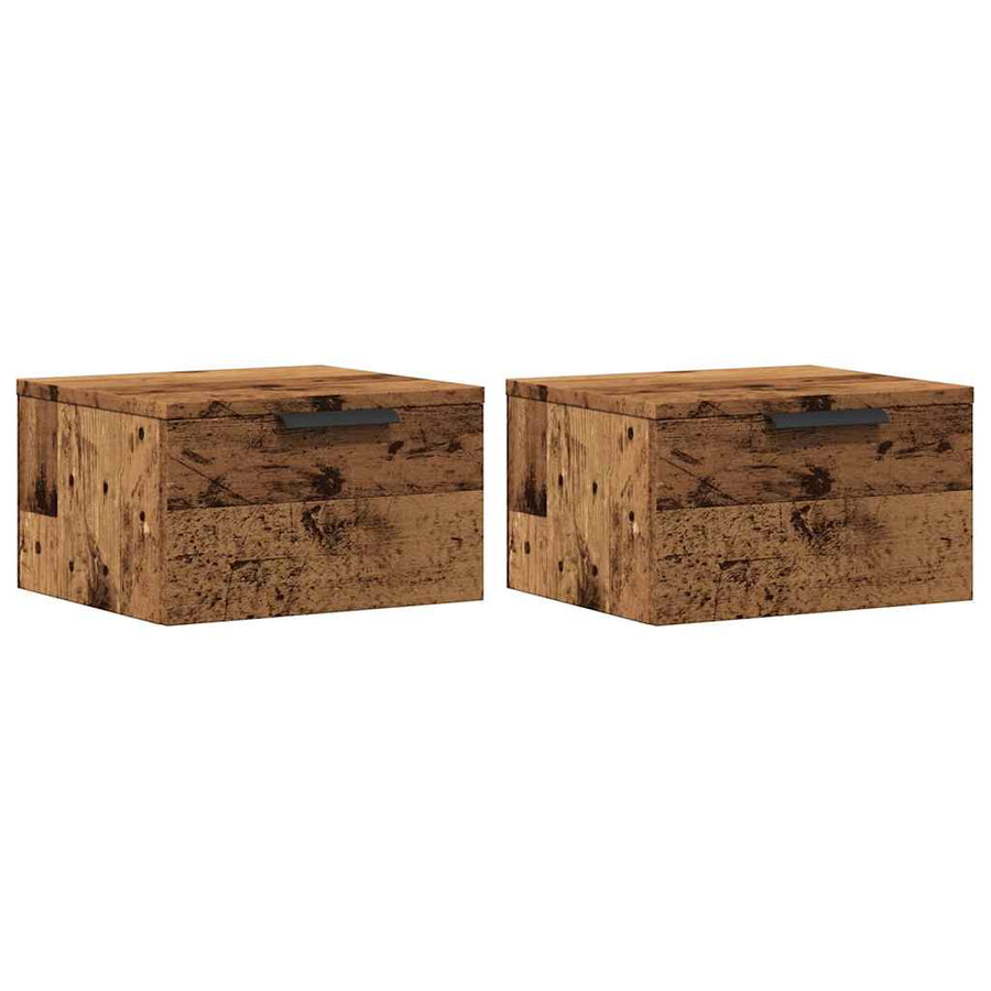 Nachtkastjes wandgemonteerd 2 st 34x30x20 cm oud houtkleurig