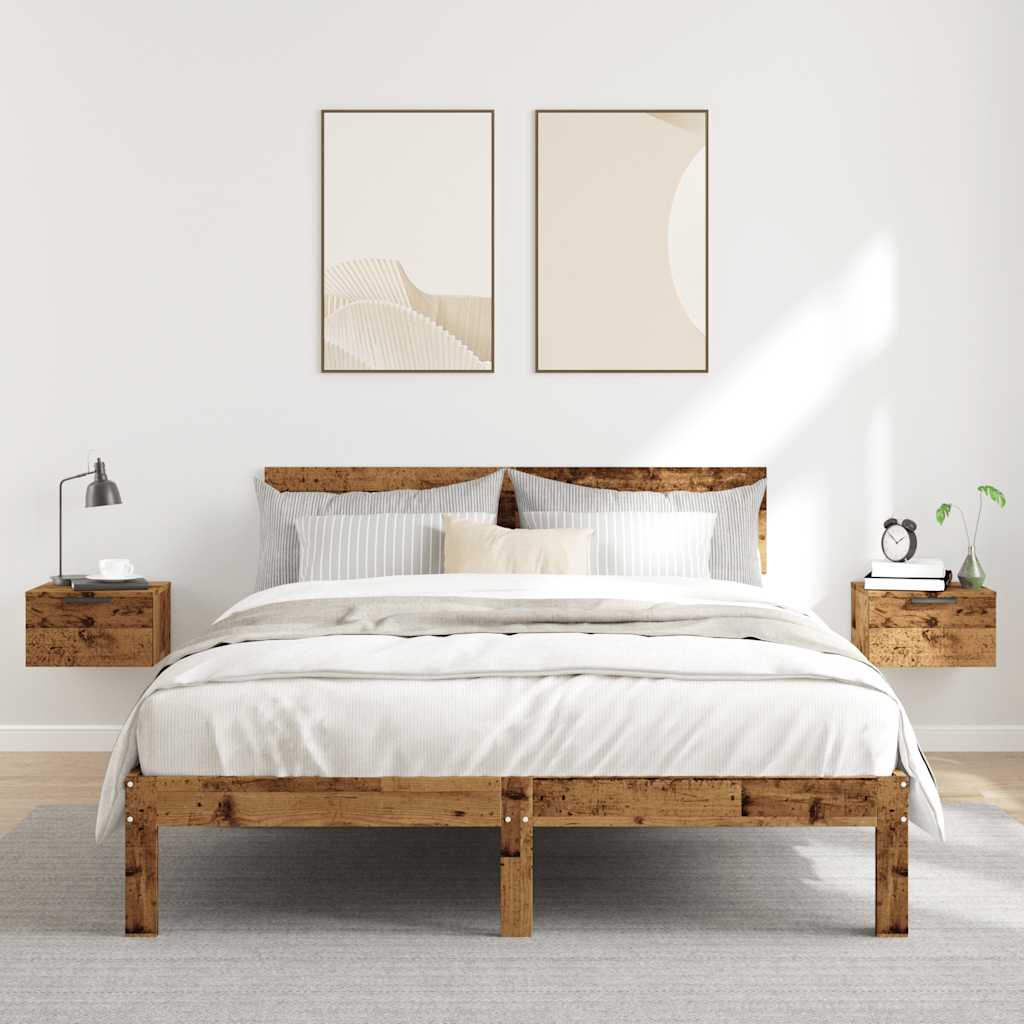 Nachtkastjes wandgemonteerd 2 st 34x30x20 cm oud houtkleurig