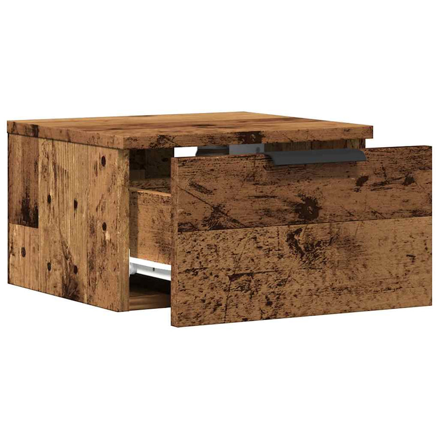 Nachtkastjes wandgemonteerd 2 st 34x30x20 cm oud houtkleurig