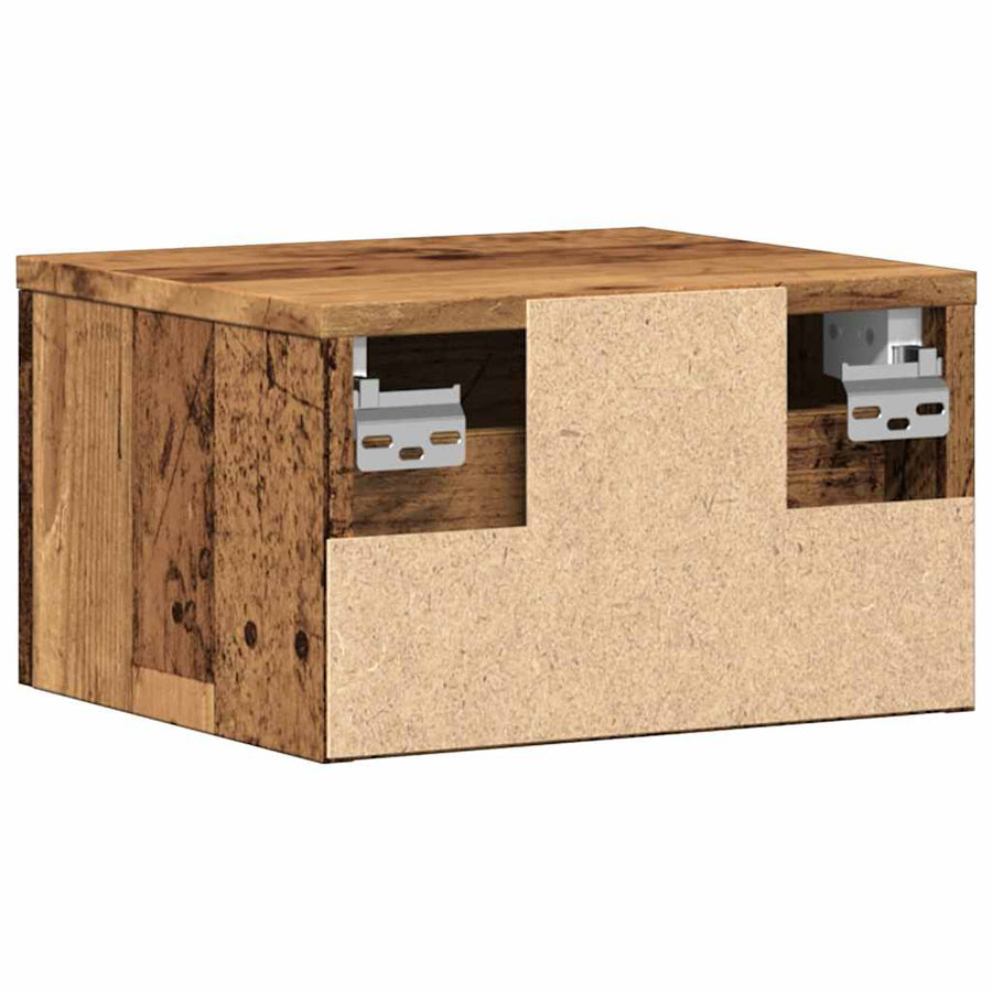 Nachtkastjes wandgemonteerd 2 st 34x30x20 cm oud houtkleurig