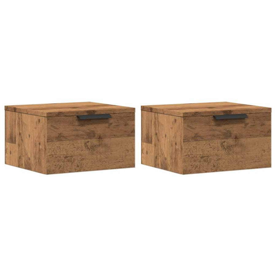 Nachtkastjes 2 st wandgemonteerd 34x30x20 cm artisanaal eiken