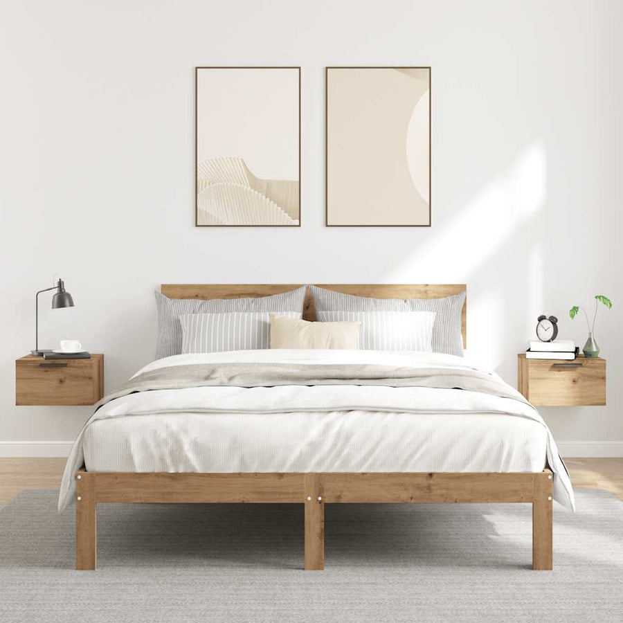 Nachtkastjes 2 st wandgemonteerd 34x30x20 cm artisanaal eiken