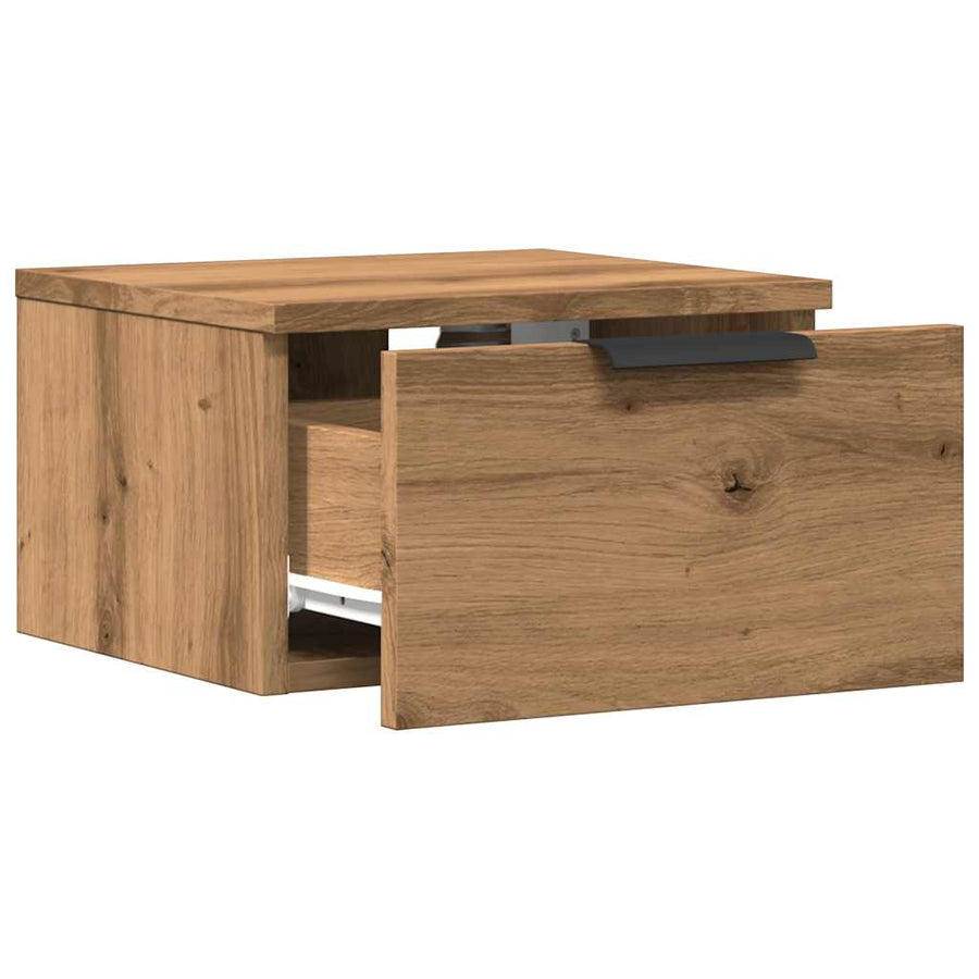 Nachtkastjes 2 st wandgemonteerd 34x30x20 cm artisanaal eiken