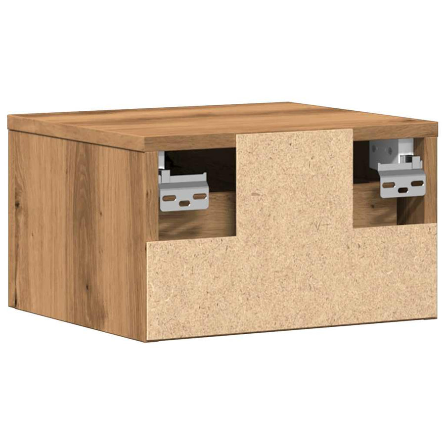 Nachtkastjes 2 st wandgemonteerd 34x30x20 cm artisanaal eiken