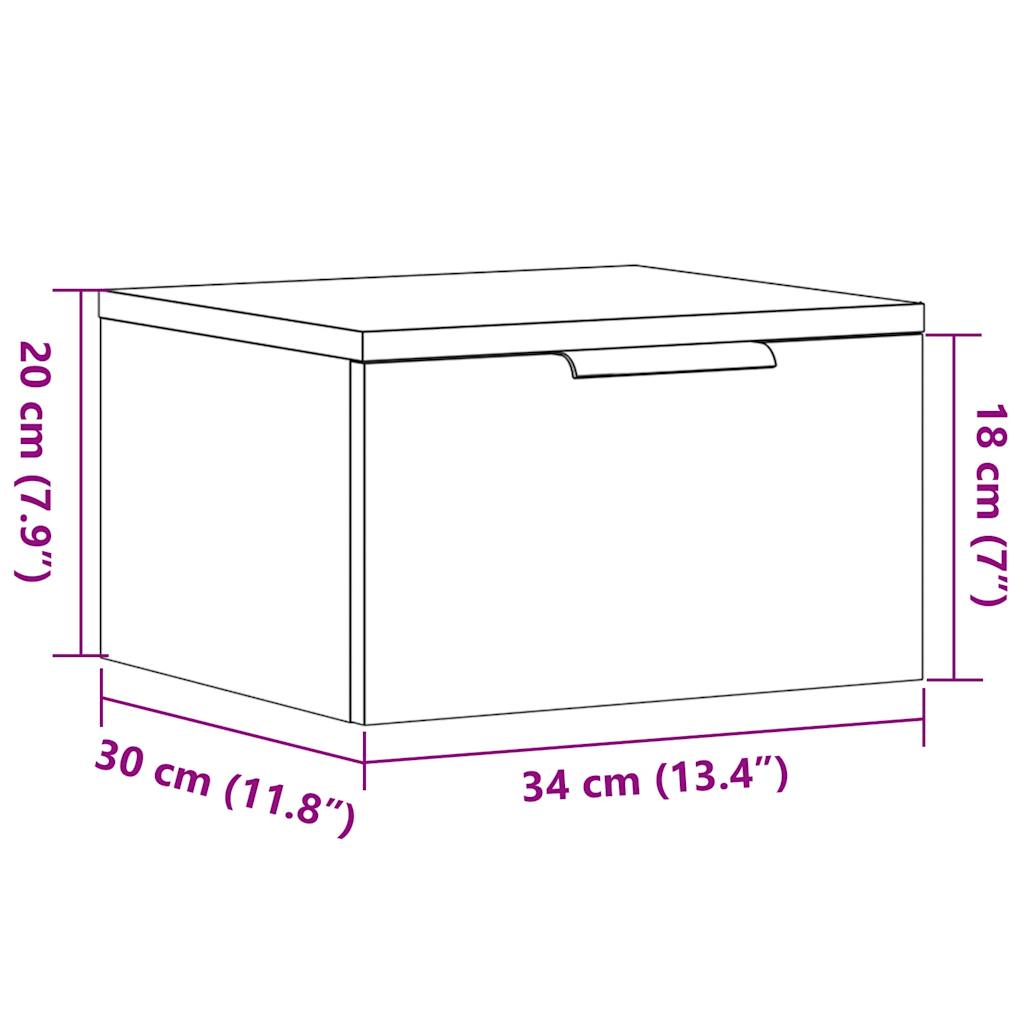 Nachtkastjes 2 st wandgemonteerd 34x30x20 cm artisanaal eiken