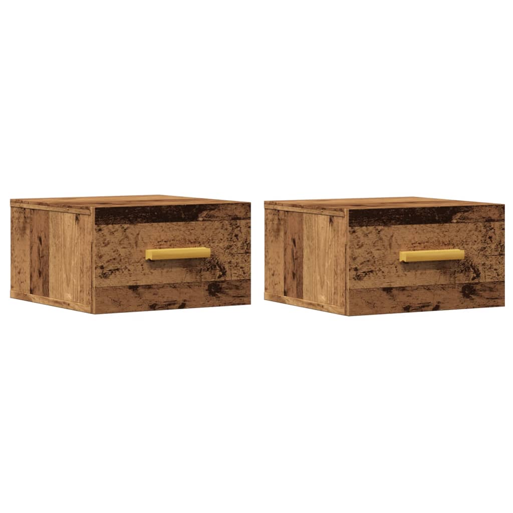 Nachtkastjes 2 st wandgemonteerd 35x35x20 cm oud houtkleurig