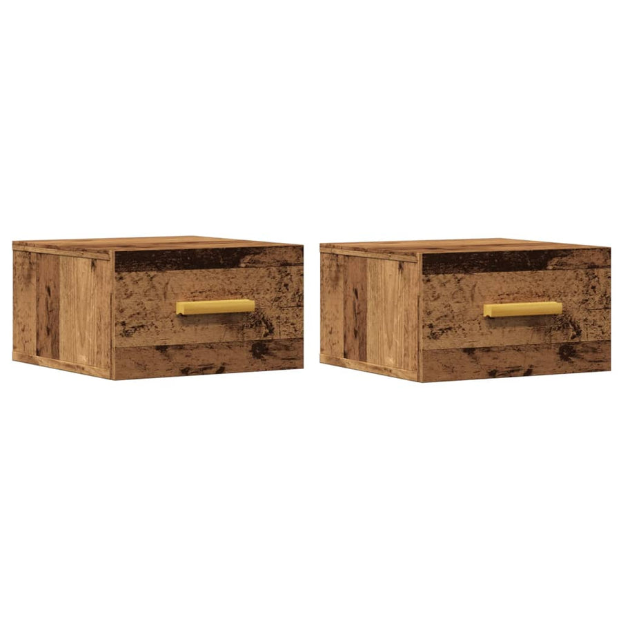 Nachtkastjes 2 st wandgemonteerd 35x35x20 cm oud houtkleurig