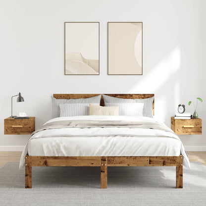 Nachtkastjes 2 st wandgemonteerd 35x35x20 cm oud houtkleurig