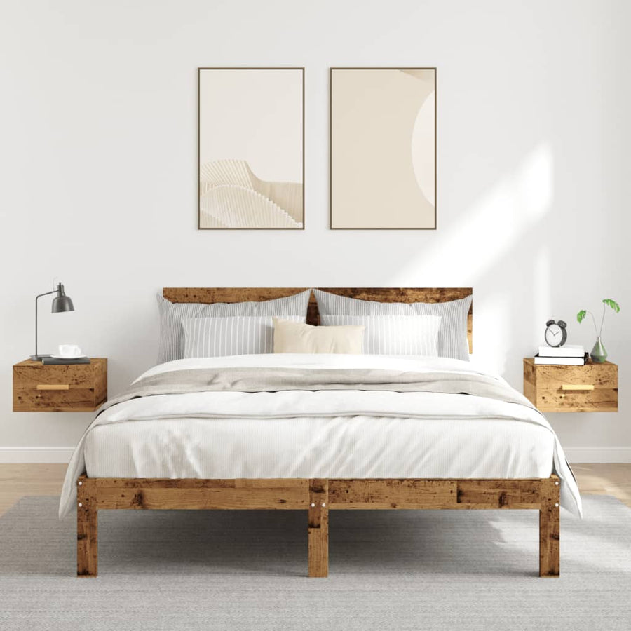 Nachtkastjes 2 st wandgemonteerd 35x35x20 cm oud houtkleurig