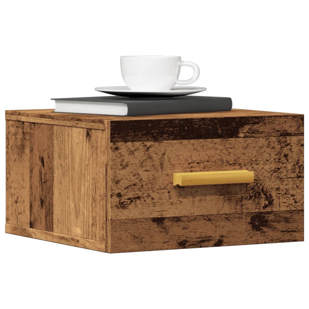 Nachtkastjes 2 st wandgemonteerd 35x35x20 cm oud houtkleurig