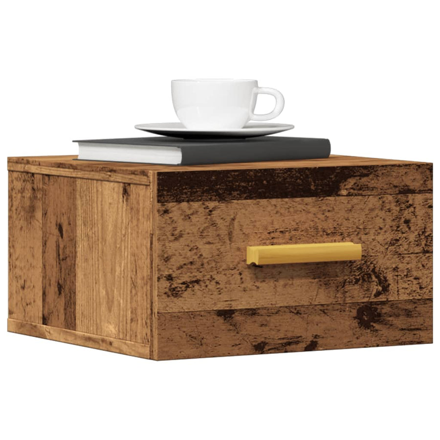 Nachtkastjes 2 st wandgemonteerd 35x35x20 cm oud houtkleurig