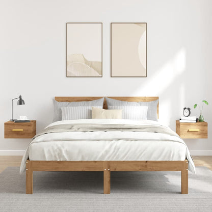 Nachtkastjes 2 st wandgemonteerd 35x35x20 cm artisanaal eiken