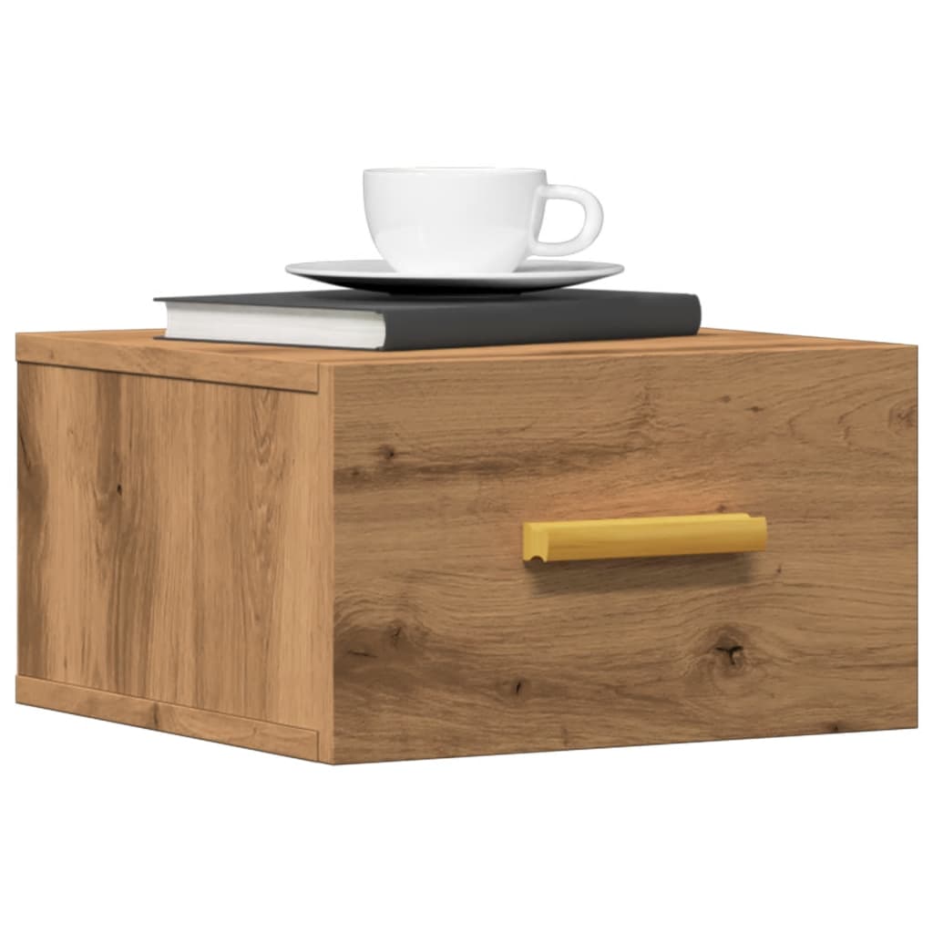 Nachtkastjes 2 st wandgemonteerd 35x35x20 cm artisanaal eiken