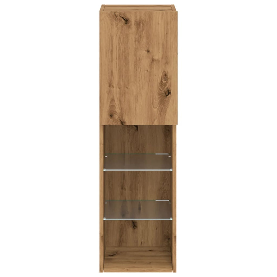 Tv-meubel met LED-verlichting 30,5x30x102 cm artisanaal eiken