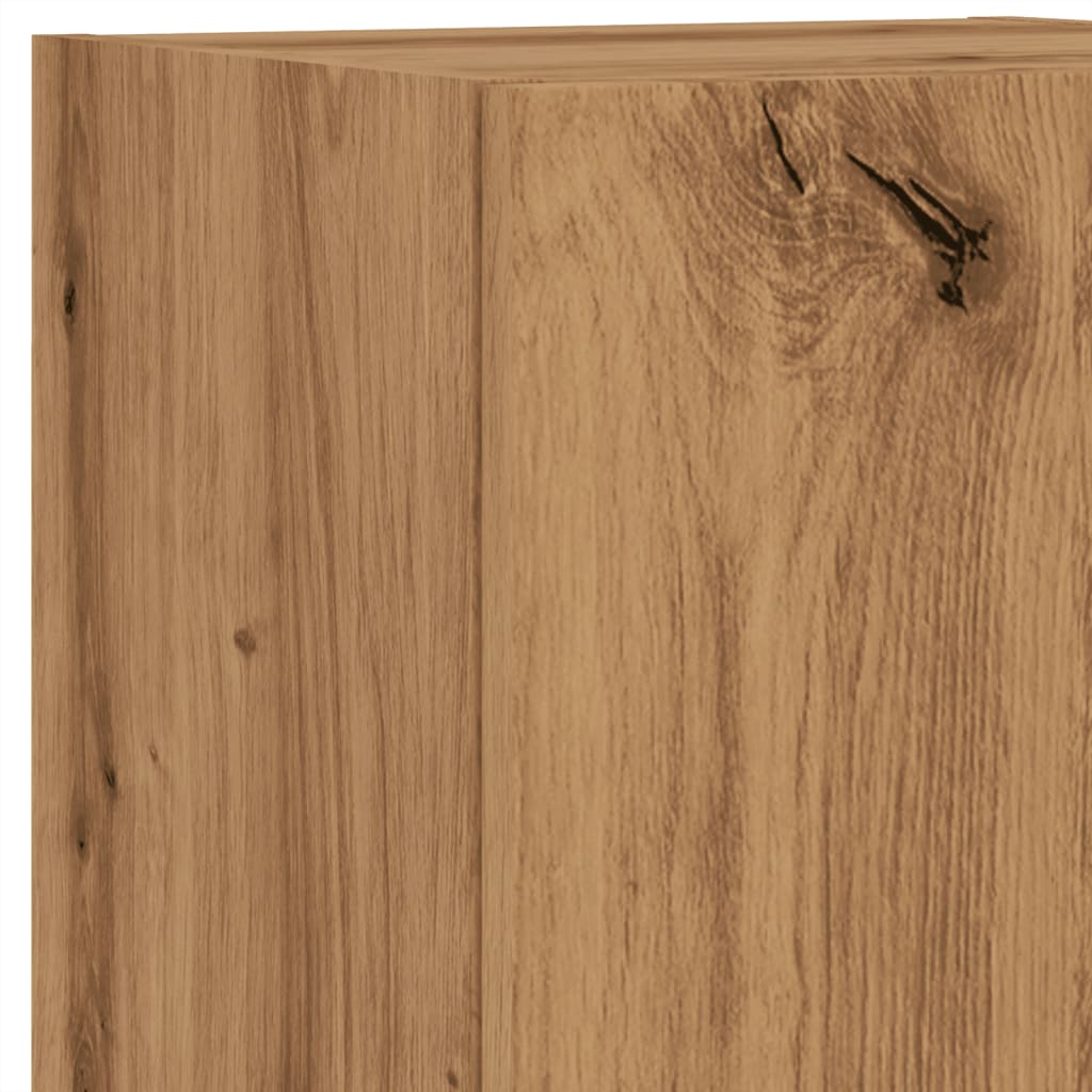 Tv-meubels met LED's 2 st 30,5x30x102 cm artisanaal eiken