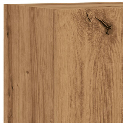 Tv-meubels met LED's 2 st 30,5x30x102 cm artisanaal eiken