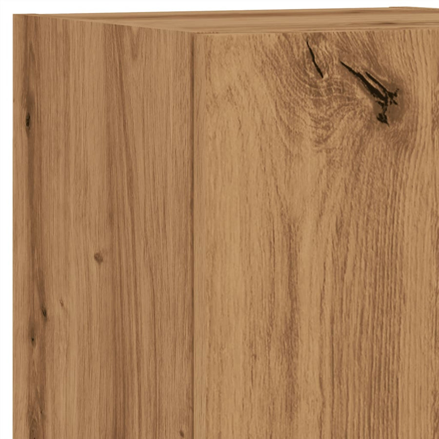 Tv-meubels met LED's 2 st 30,5x30x102 cm artisanaal eiken