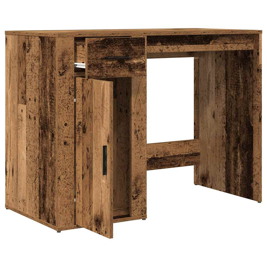 Bureau 100x49x75 cm bewerkt hout oud houtkleurig