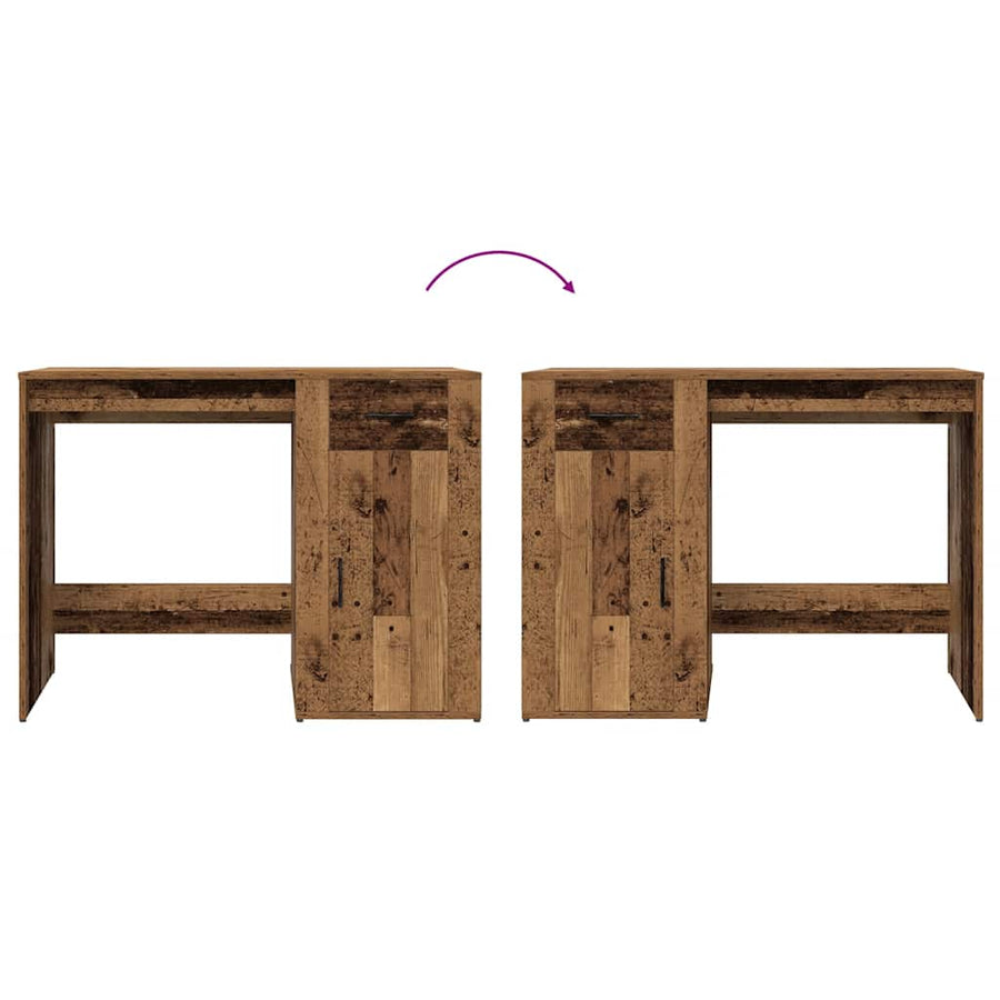 Bureau 100x49x75 cm bewerkt hout oud houtkleurig