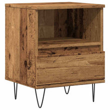 Nachtkastje 40x35x50 cm bewerkt hout oud houtkleurig