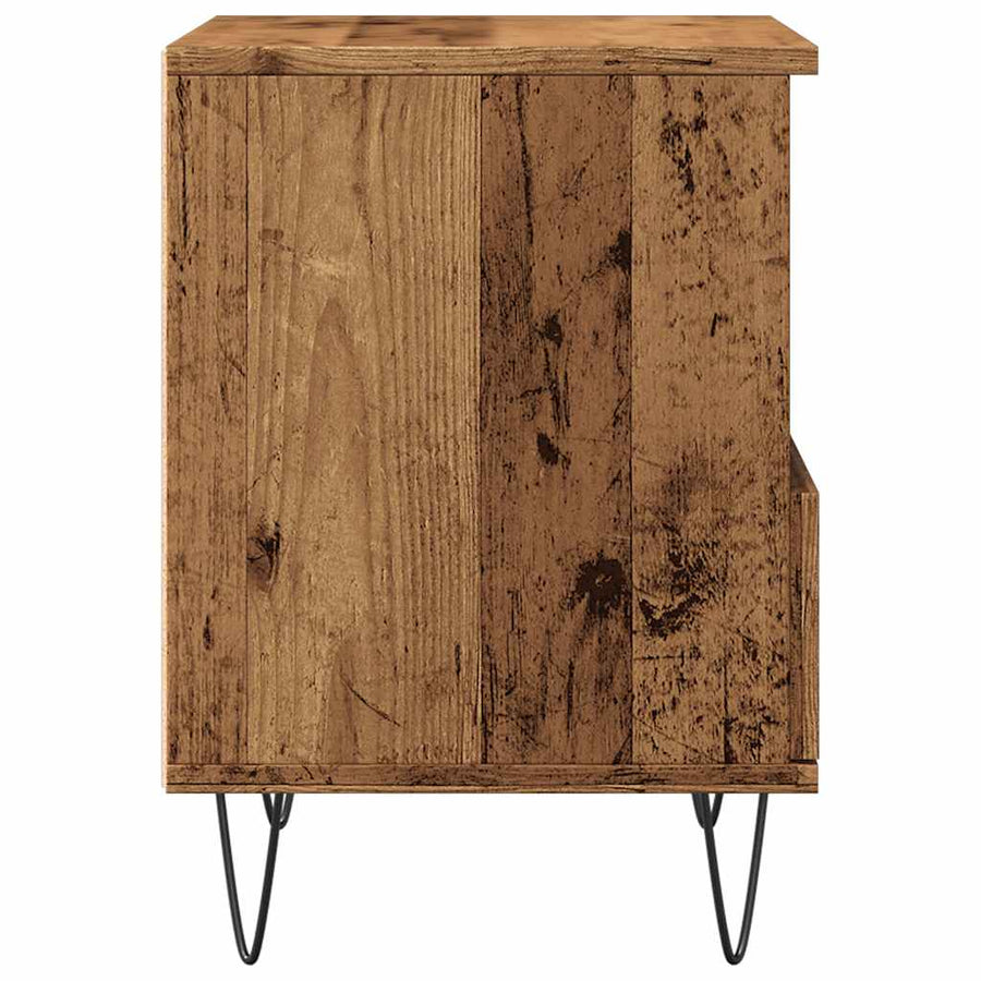 Nachtkastje 40x35x50 cm bewerkt hout oud houtkleurig