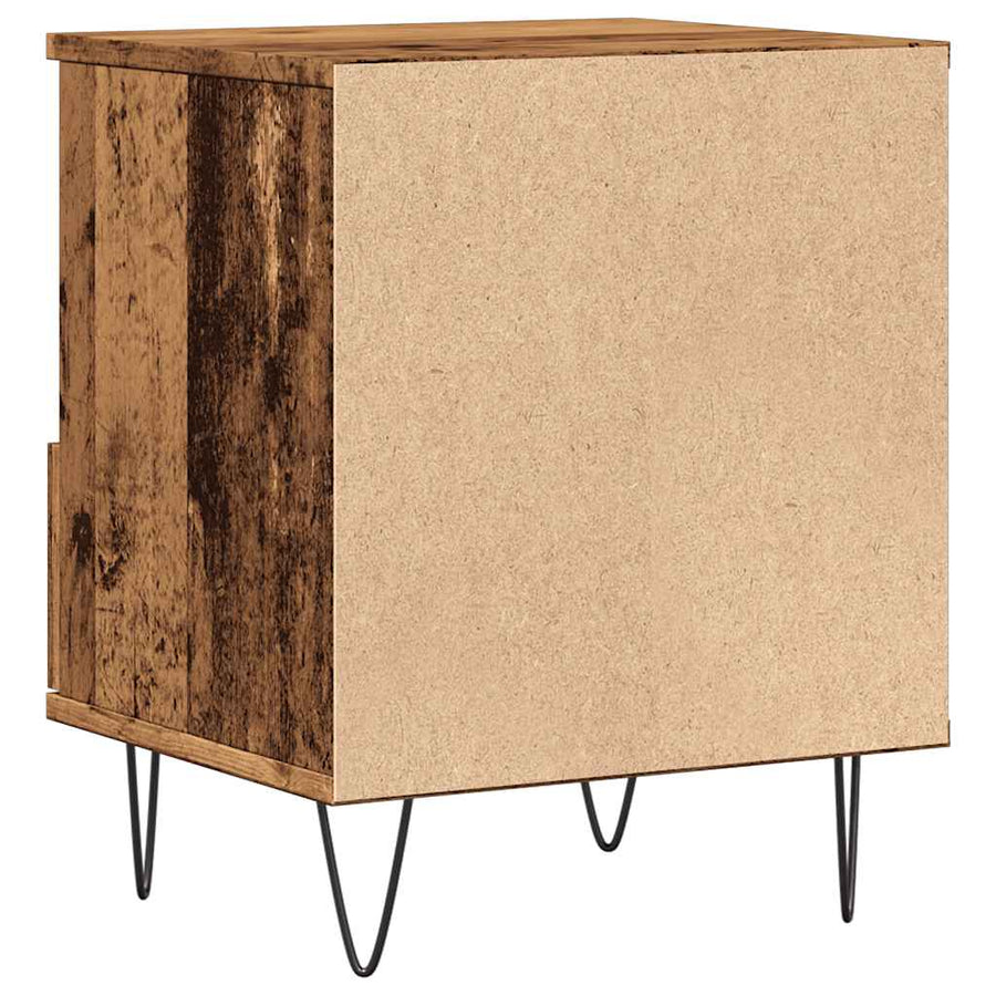 Nachtkastje 40x35x50 cm bewerkt hout oud houtkleurig