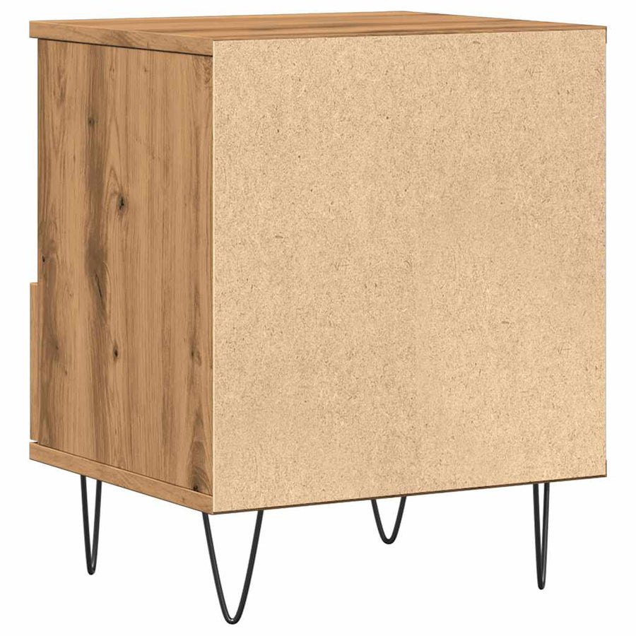 Nachtkastje 40x35x50 cm bewerkt hout artisanaal eikenkleur