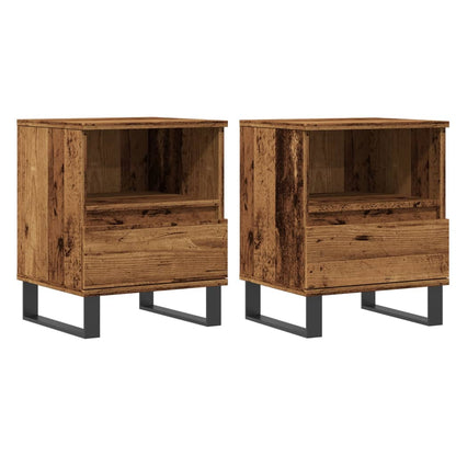 Nachtkastjes 2 st 40x35x50 cm bewerkt hout oud houtkleurig