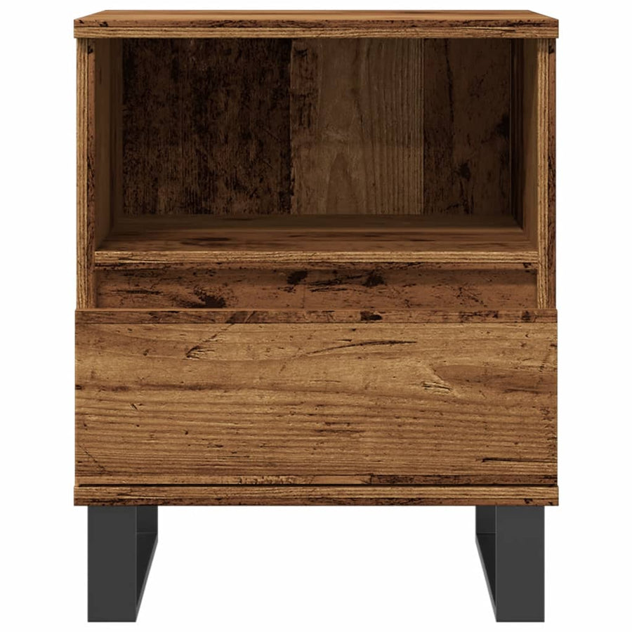 Nachtkastjes 2 st 40x35x50 cm bewerkt hout oud houtkleurig