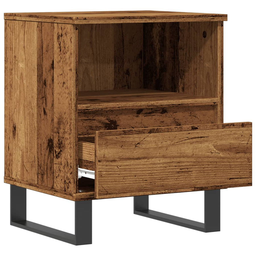 Nachtkastjes 2 st 40x35x50 cm bewerkt hout oud houtkleurig