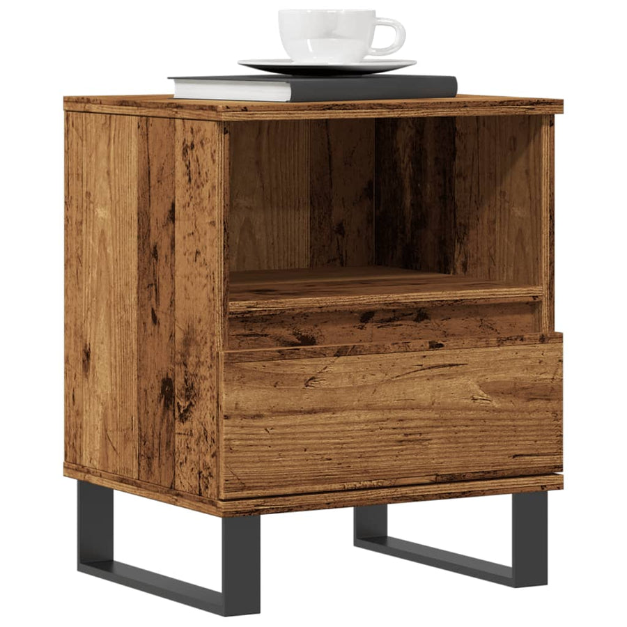 Nachtkastjes 2 st 40x35x50 cm bewerkt hout oud houtkleurig