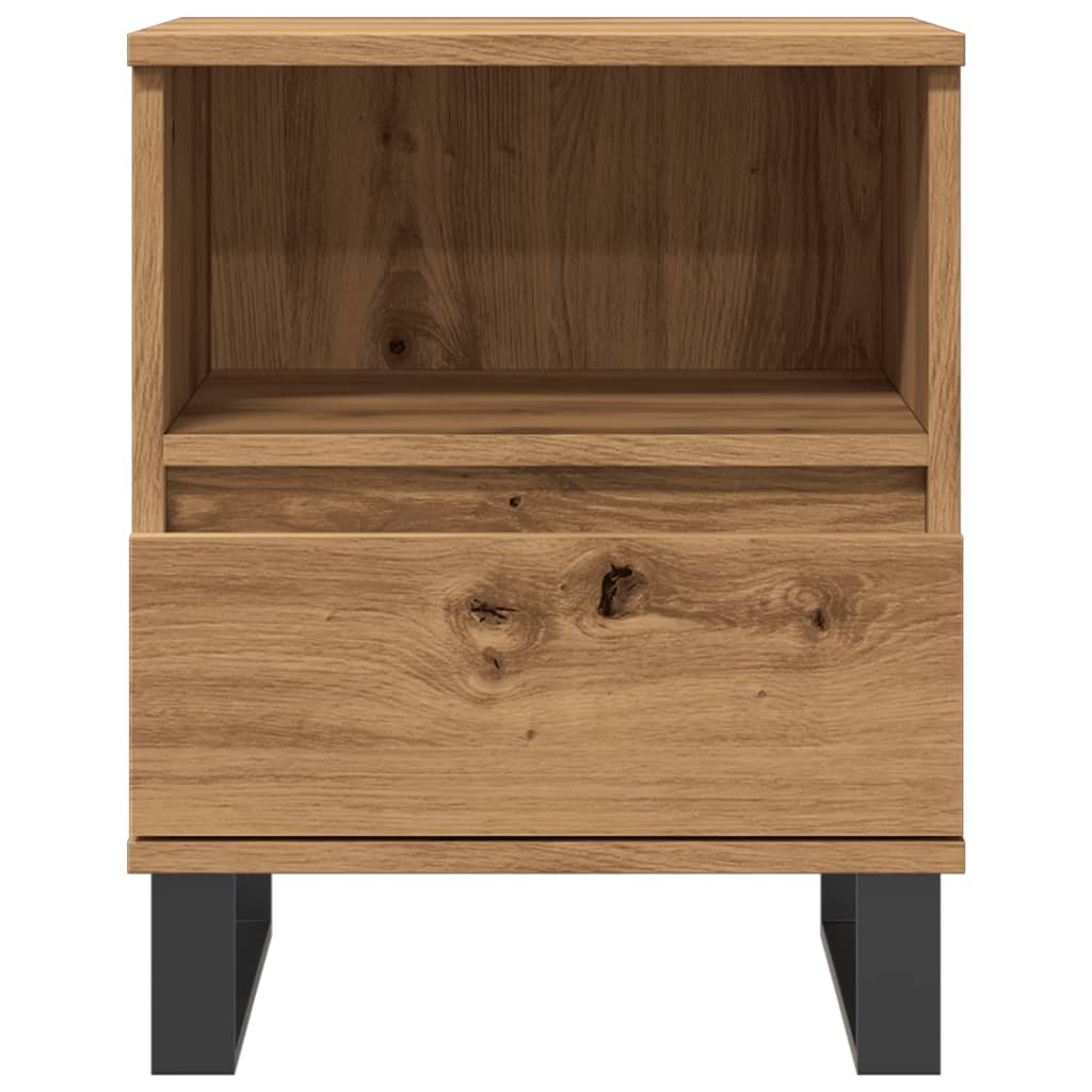 Nachtkastje 40x35x50 cm bewerkt hout artisanaal eikenkleur