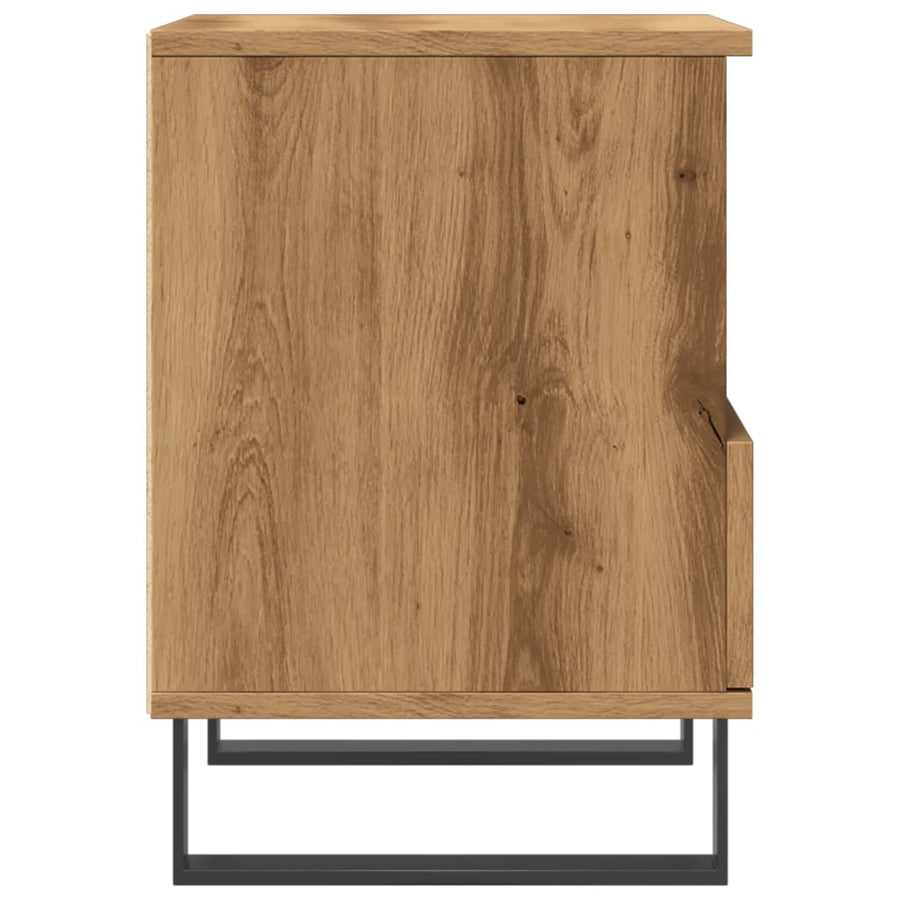 Nachtkastje 40x35x50 cm bewerkt hout artisanaal eikenkleur