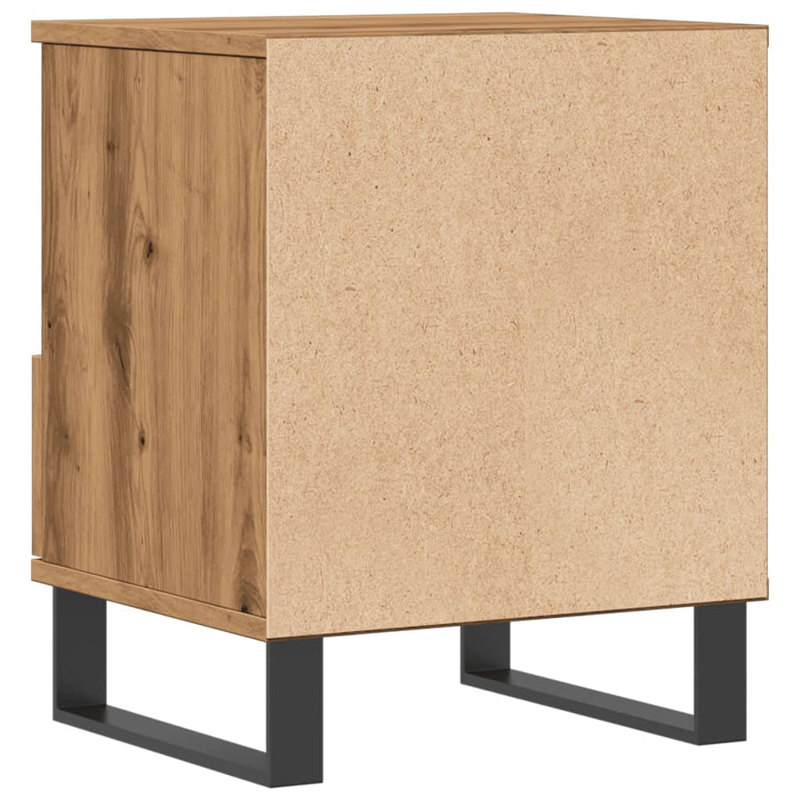 Nachtkastje 40x35x50 cm bewerkt hout artisanaal eikenkleur