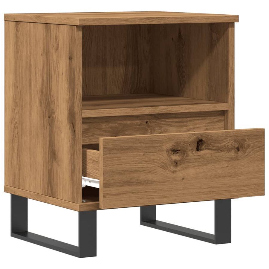 Nachtkastjes 2 st 40x35x50cm bewerkt hout artisanaal eikenkleur
