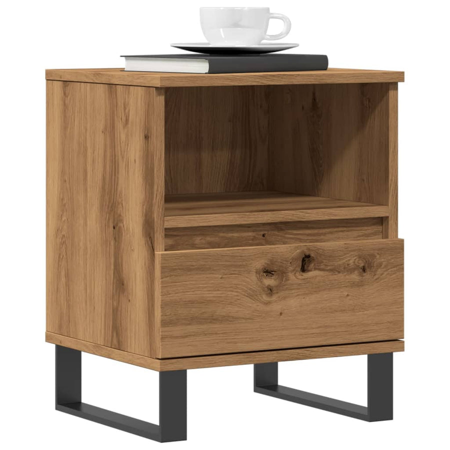 Nachtkastjes 2 st 40x35x50cm bewerkt hout artisanaal eikenkleur