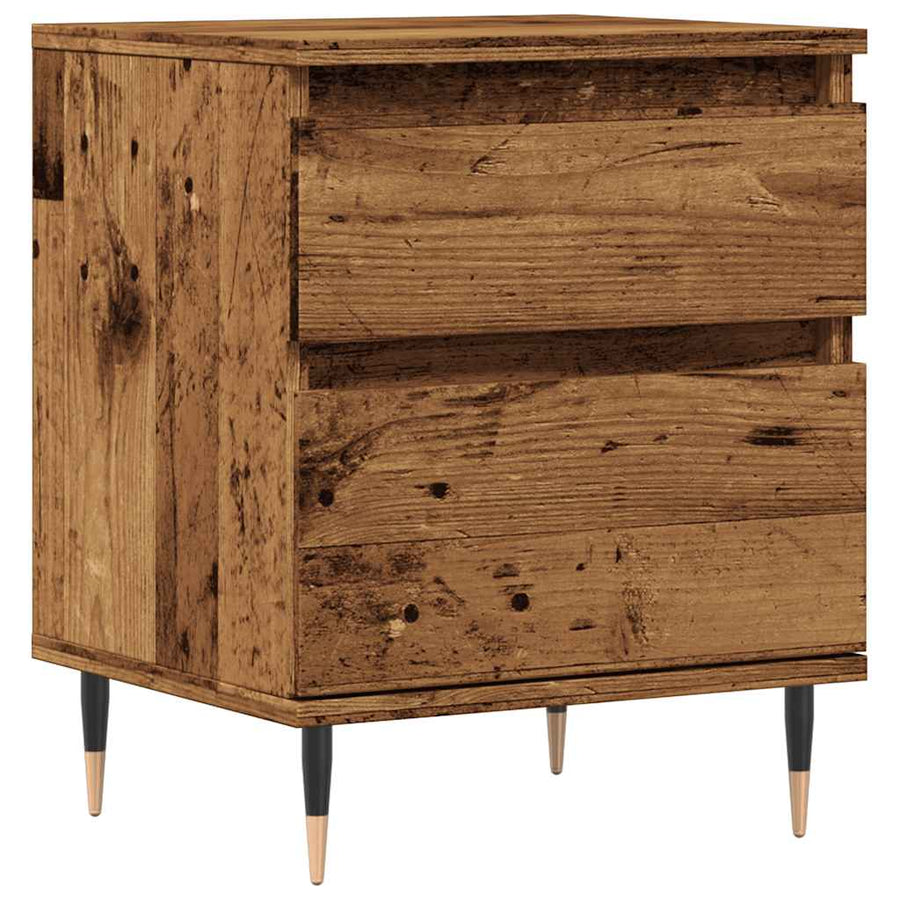 Nachtkastje 40x35x50 cm bewerkt hout oud houtkleurig