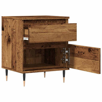 Nachtkastje 40x35x50 cm bewerkt hout oud houtkleurig