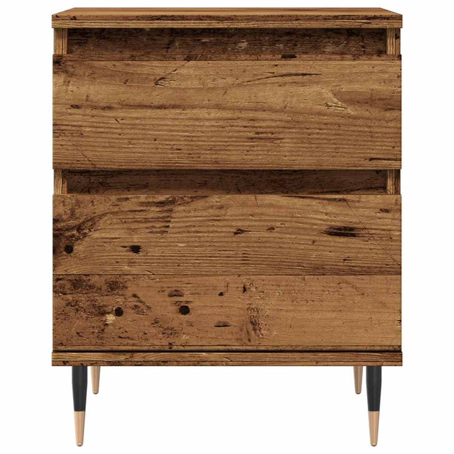 Nachtkastje 40x35x50 cm bewerkt hout oud houtkleurig