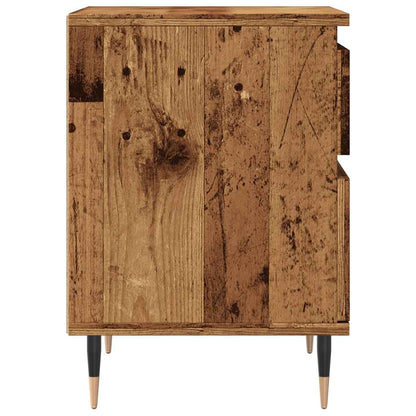 Nachtkastje 40x35x50 cm bewerkt hout oud houtkleurig