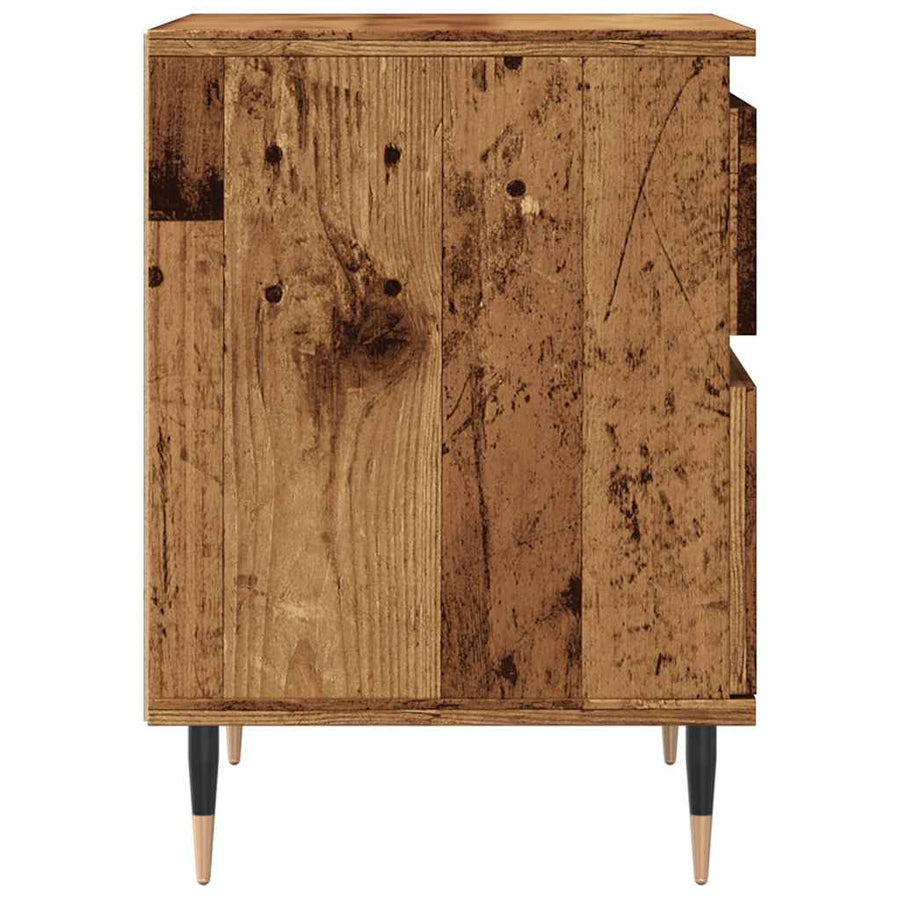 Nachtkastje 40x35x50 cm bewerkt hout oud houtkleurig