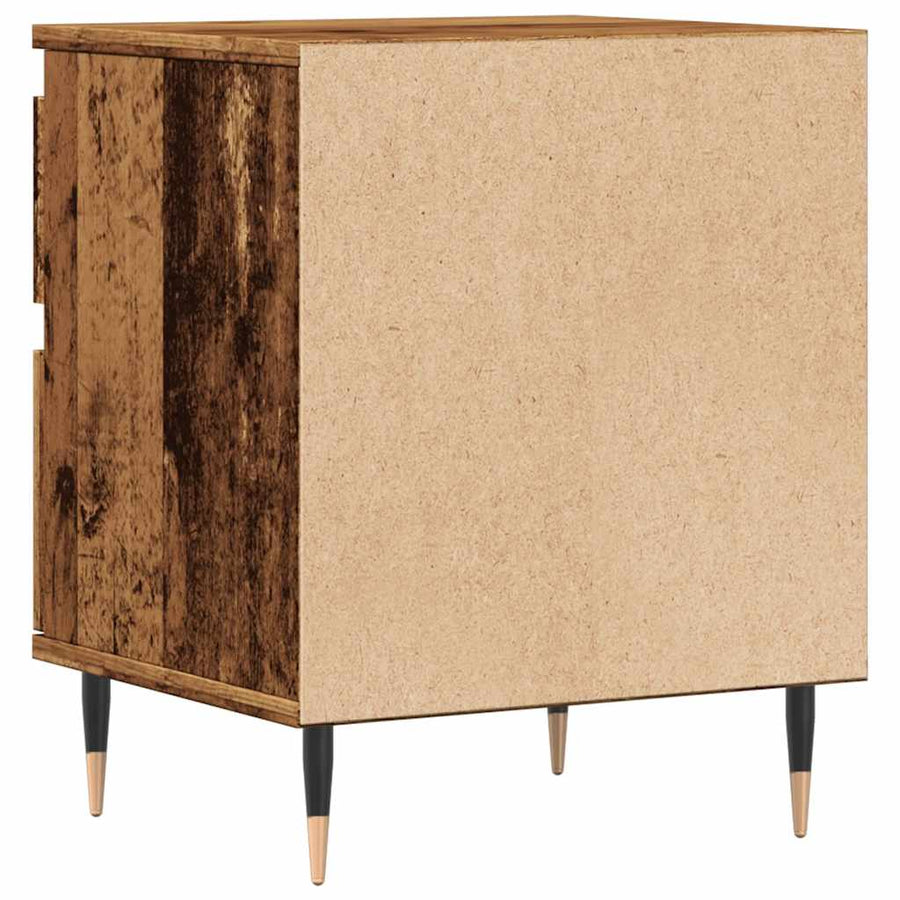 Nachtkastje 40x35x50 cm bewerkt hout oud houtkleurig
