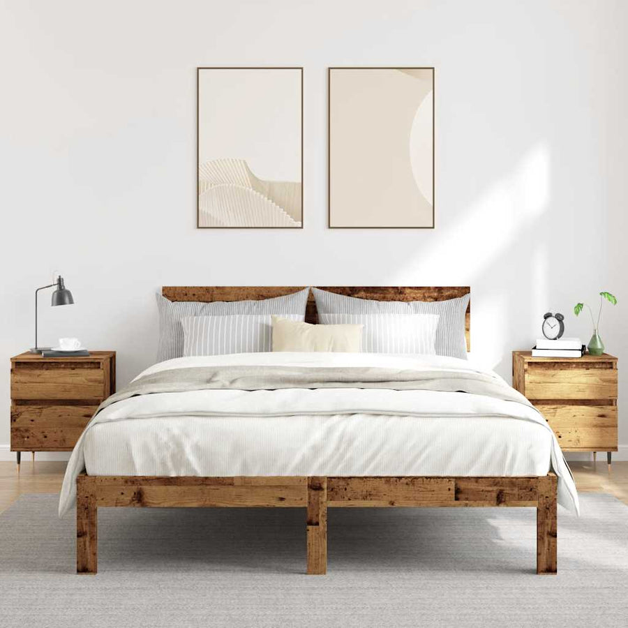 Nachtkastjes 2 st 40x35x50 cm bewerkt hout oud houtkleurig