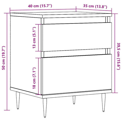 Nachtkastjes 2 st 40x35x50 cm bewerkt hout oud houtkleurig