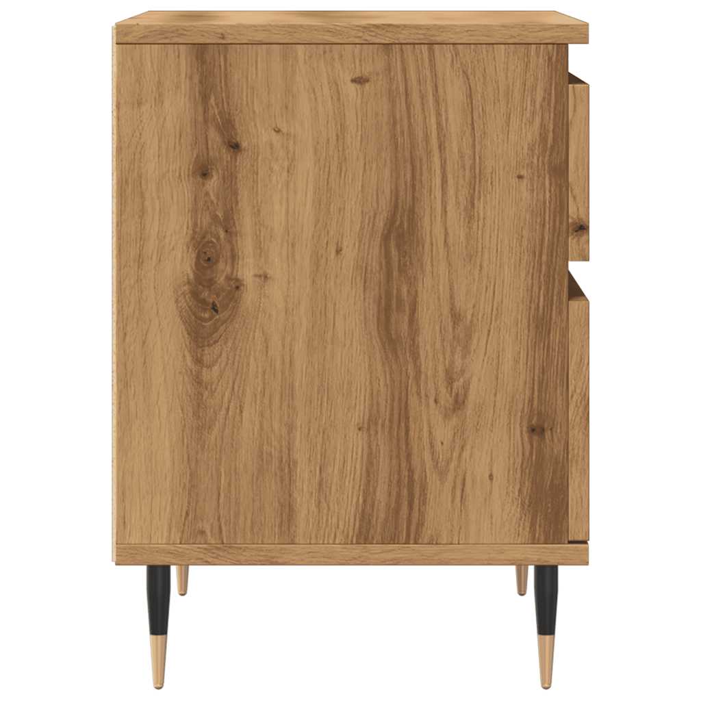 Nachtkastje 40x35x50 cm bewerkt hout artisanaal eikenkleur