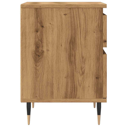 Nachtkastje 40x35x50 cm bewerkt hout artisanaal eikenkleur