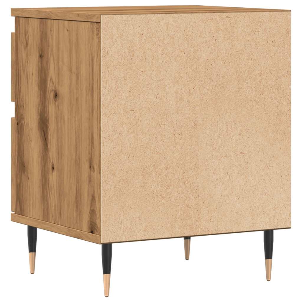 Nachtkastje 40x35x50 cm bewerkt hout artisanaal eikenkleur