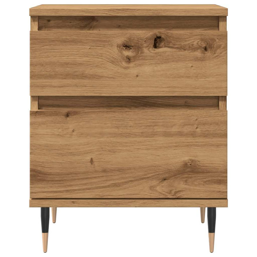 Nachtkastjes 2 st 40x35x50cm bewerkt hout artisanaal eikenkleur