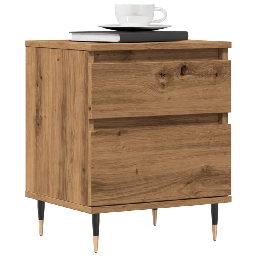 Nachtkastjes 2 st 40x35x50cm bewerkt hout artisanaal eikenkleur
